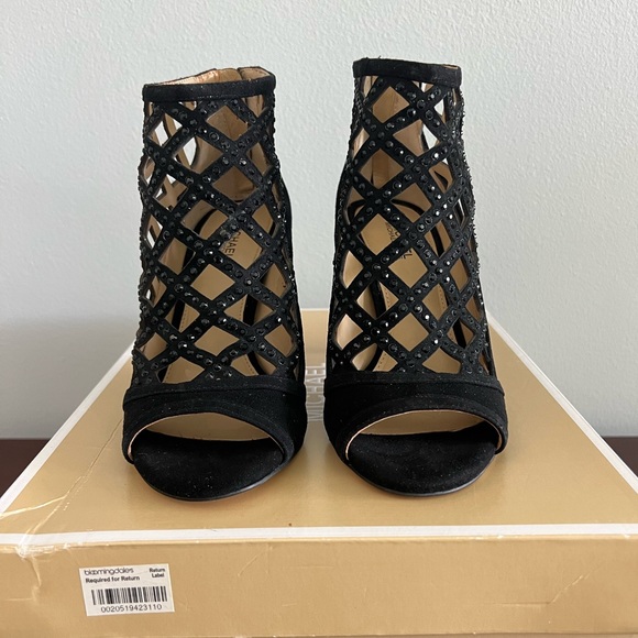 Michael Kors Yvonne Open Toe Bootie Black Suede Size 7M - Picture 14 of 16